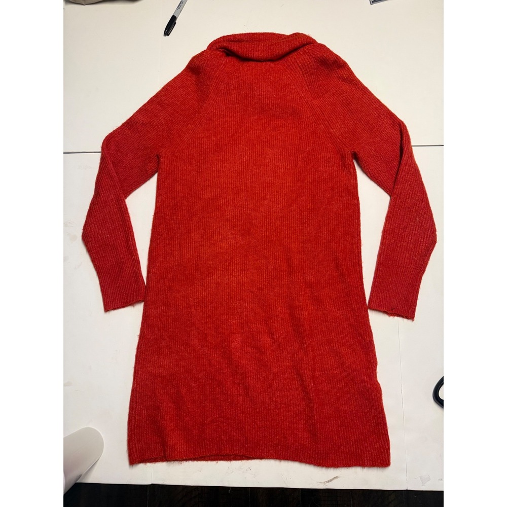 Loft Burnt Orange Cowl Neck Sweater Dress Long Sleeve Knit Mini 549190 Mens S - Picture 5 of 7